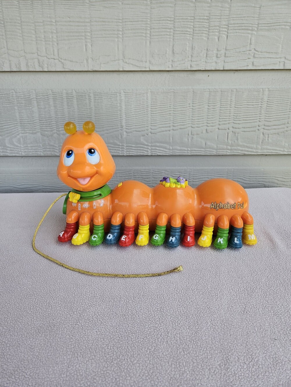 VTG 2001 Leap Frog Alphabet Pal Orange Caterpillar Letters Music Pull Toy WORKS